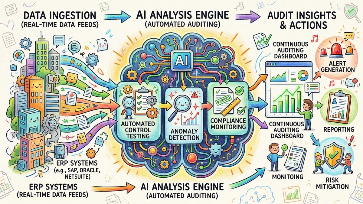 Internal audit team reviewing transaction logs and control test results on modern audit management system