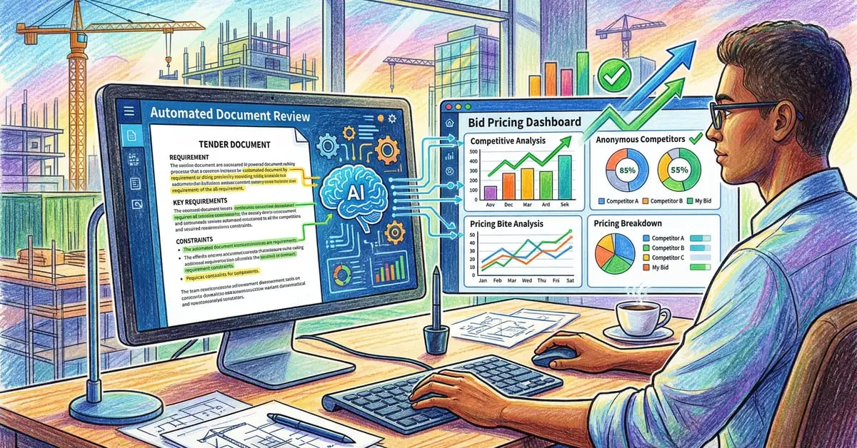 AI-powered construction bidding and tender analysis with automated document review and pricing dashboard