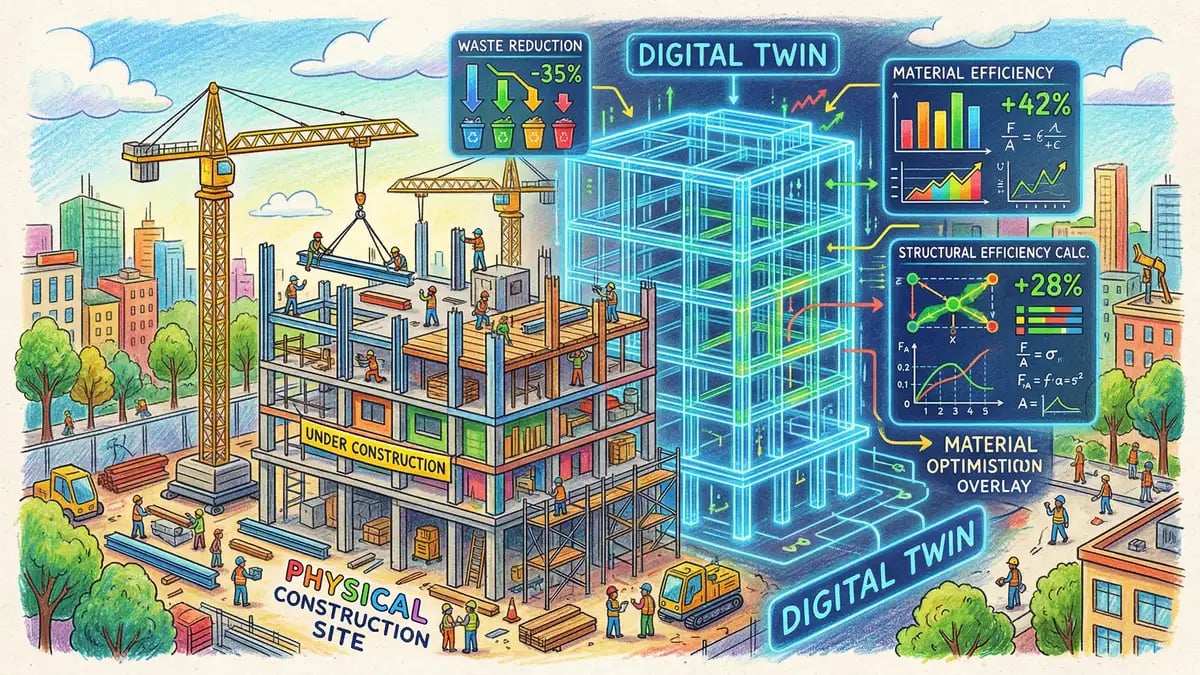 Digital twin with AI material optimisation for construction