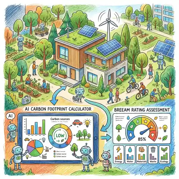 AI carbon footprint calculator and BREEAM assessment dashboard