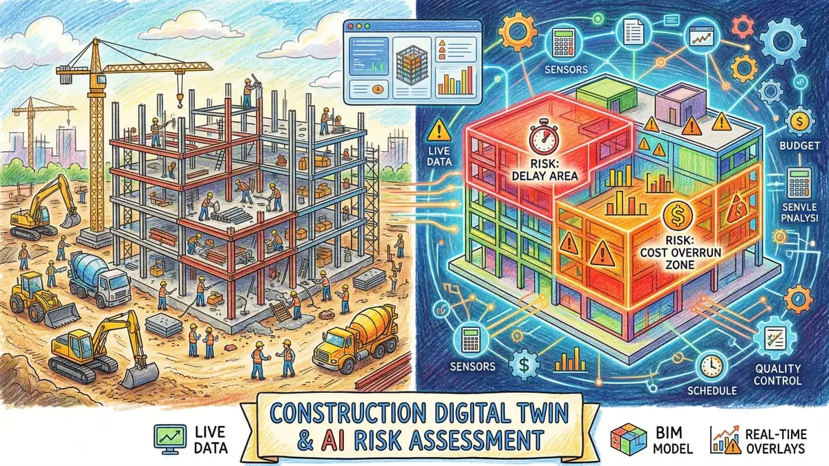 Digital twin with AI risk assessment for construction projects