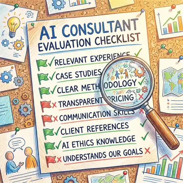 Evaluation checklist for choosing the right AI consultancy partner with green and red flags