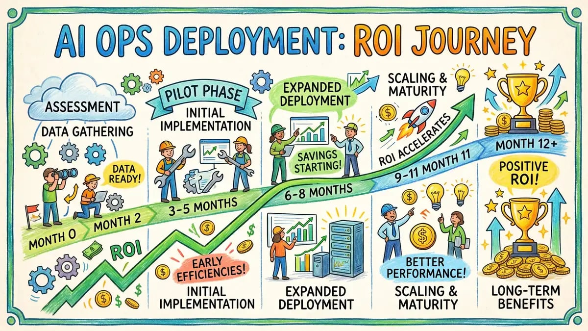 Cost-benefit analysis showing ROI timeline for AIOps deployment