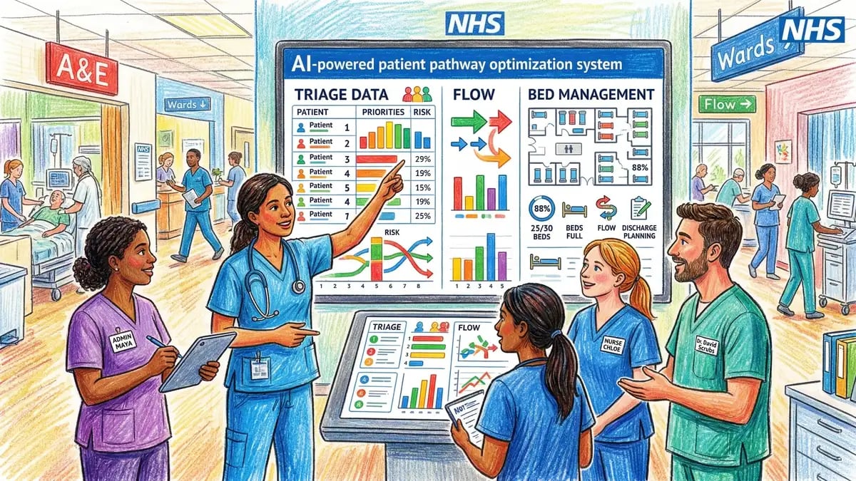 NHS clinical team using AI-powered patient pathway optimisation and triage system