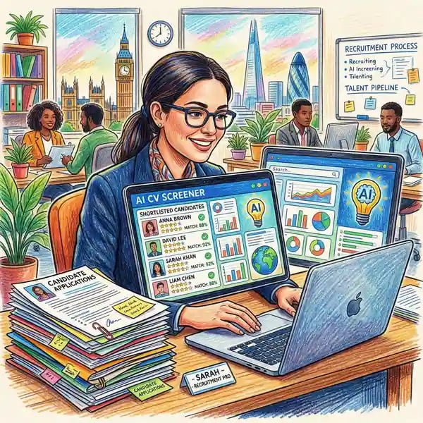 Recruitment professional using AI-powered candidate screening software