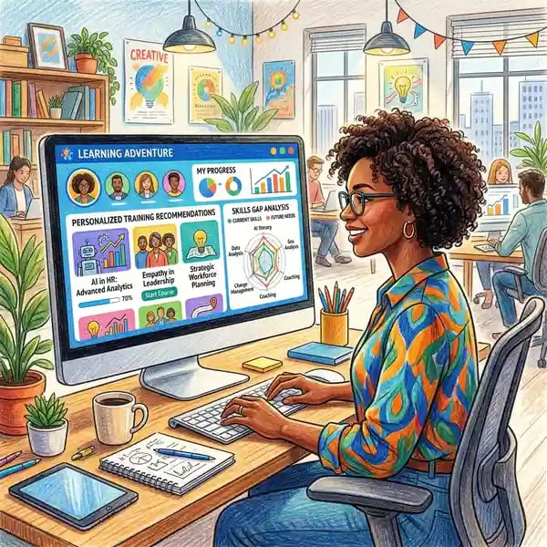 HR professional developing AI skills through personalised learning platform