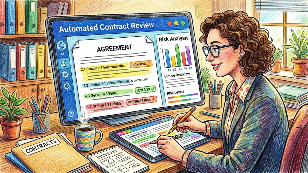 AI contract review dashboard showing document analysis