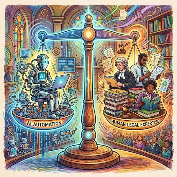 Digital scales of justice balancing AI automation with human legal expertise