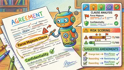 AI legal document review illustration