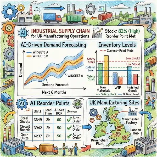 ROI calculation dashboard showing AI manufacturing investment returns and payback period