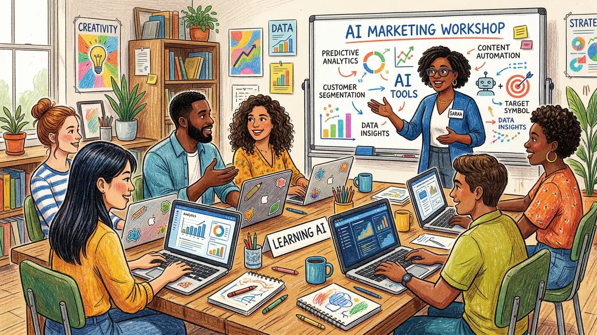 Marketing professionals in an AI workshop learning to measure and optimise campaign ROI