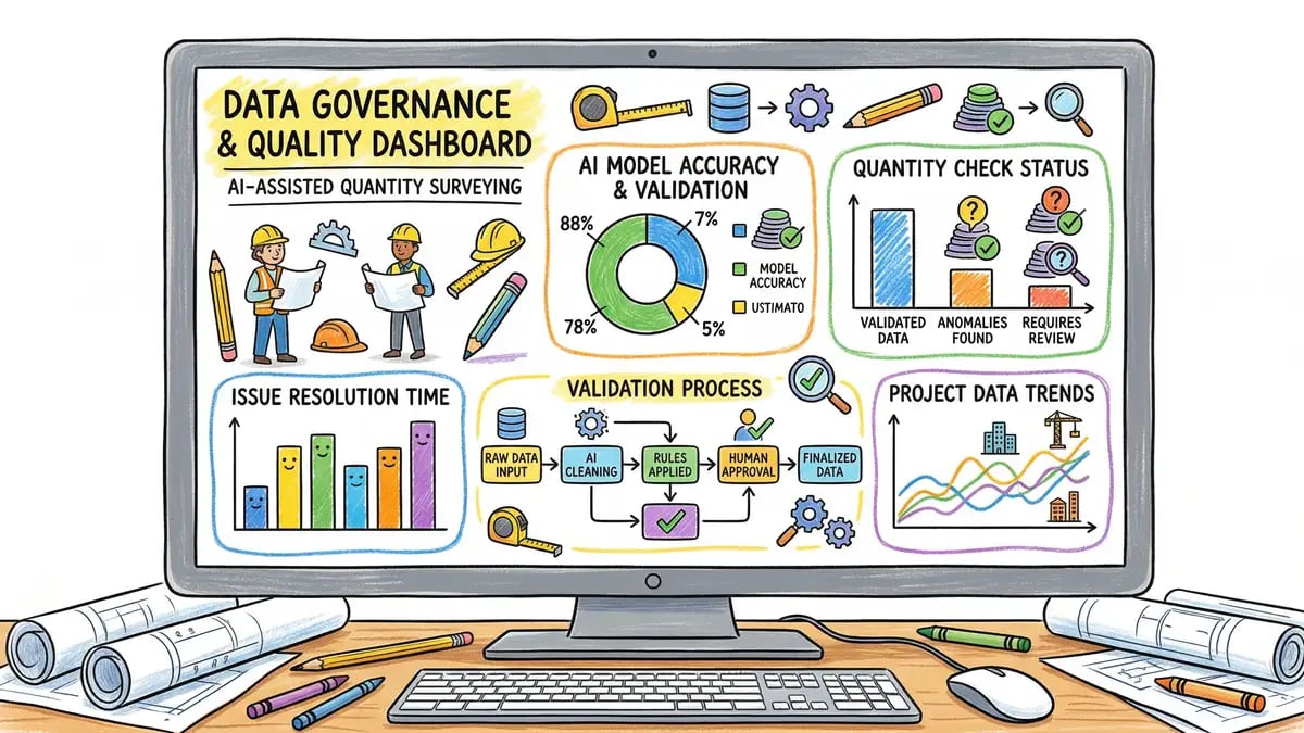Data governance dashboard for AI-assisted quantity surveying