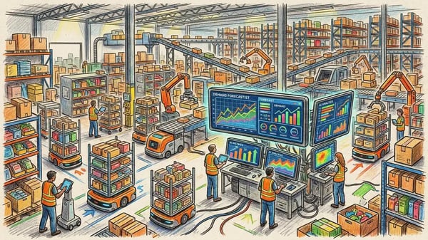 AI-powered inventory management system illustration