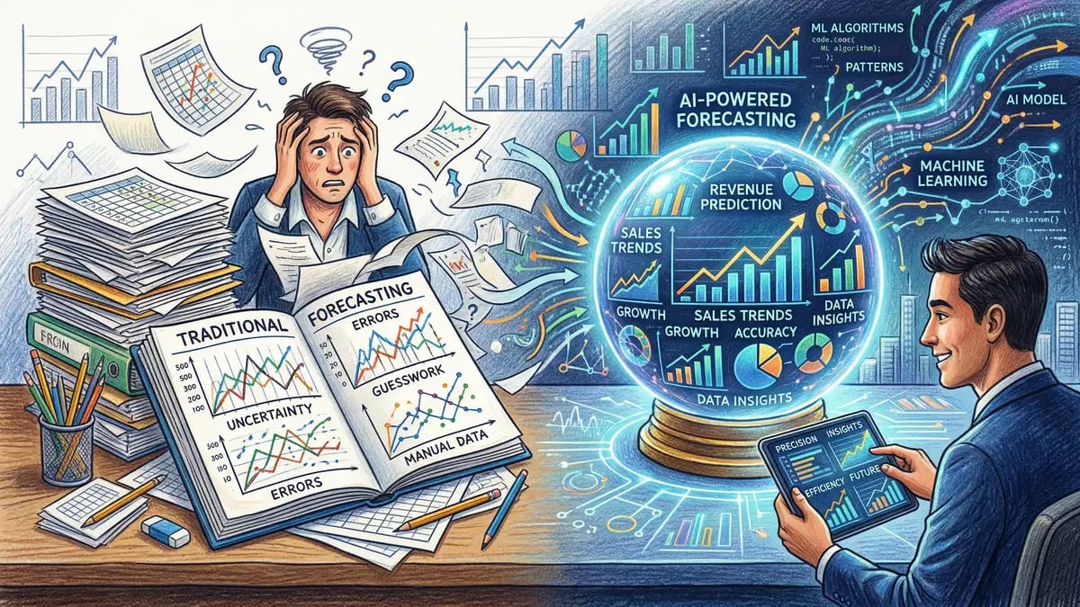 AI-powered sales forecasting using machine learning to predict deal outcomes and revenue