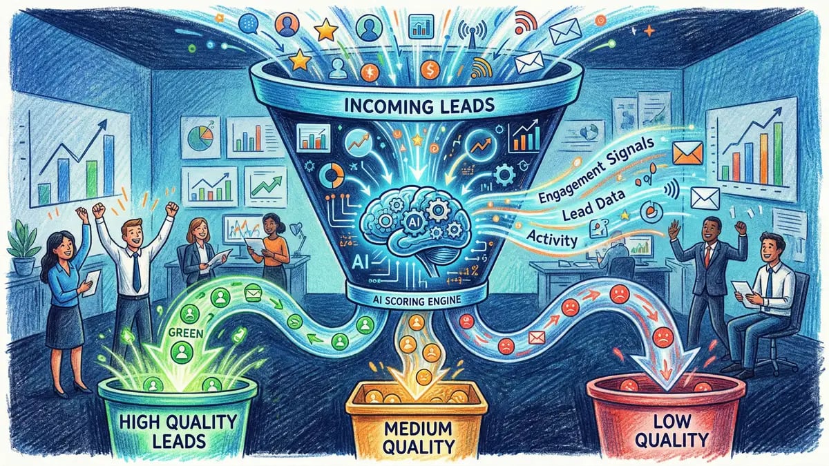AI-powered lead scoring system automatically qualifying and prioritising sales pipeline prospects