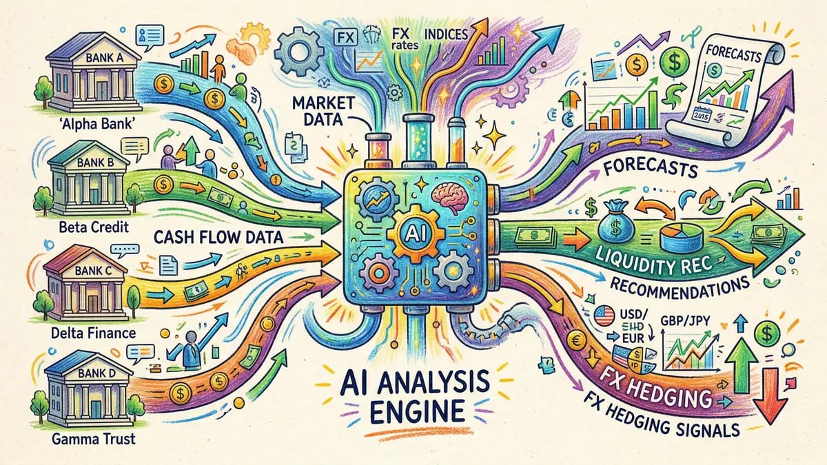 Treasury operations workflow showing manual processes, data silos, and compliance pressure in mid-market firms