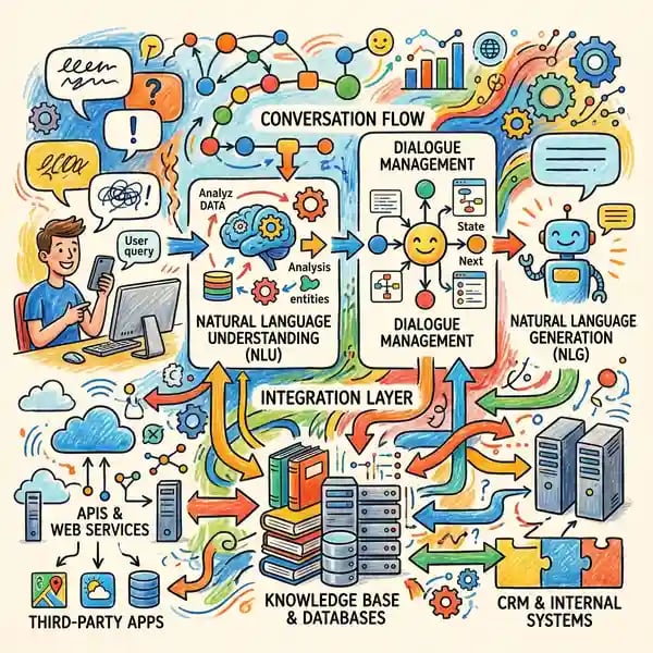 Illustration of AI chatbot development architecture
