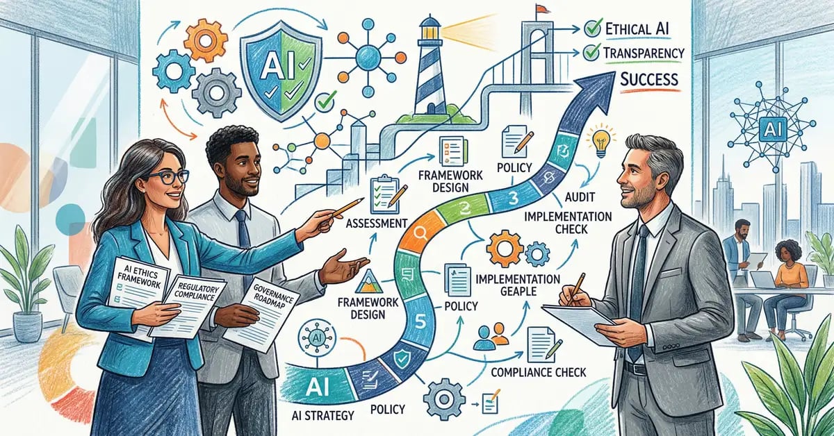 AI governance consulting partnership guiding organisations through regulatory frameworks and implementation
