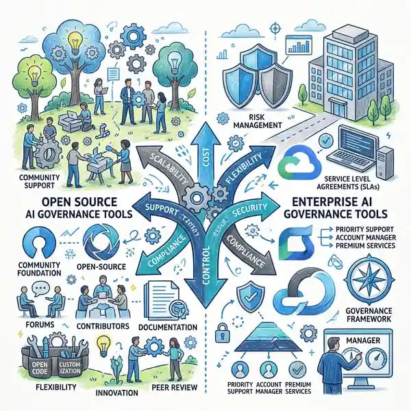 Open-source versus enterprise AI governance tools decision framework