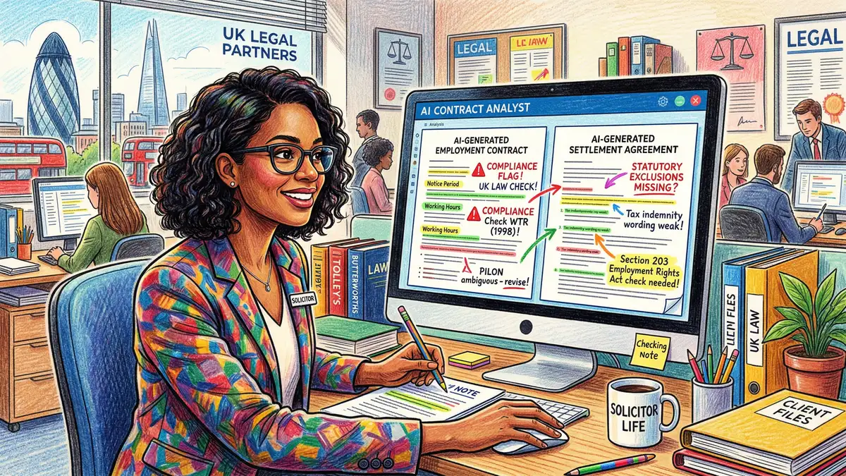 AI-powered contract review showing clause extraction and risk flagging